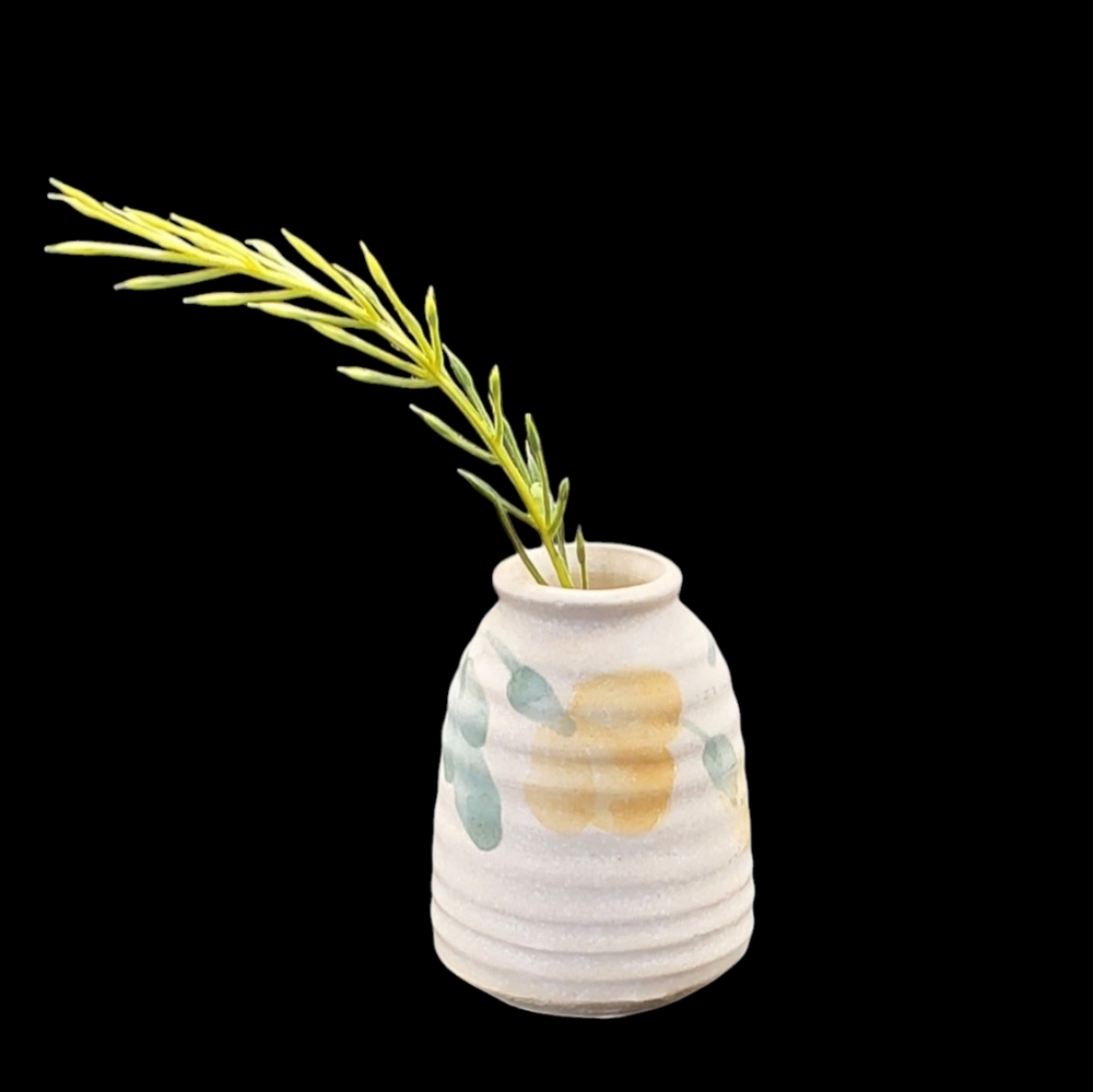 Handcrafted  Miniture Ceramic Vase with Floral Design